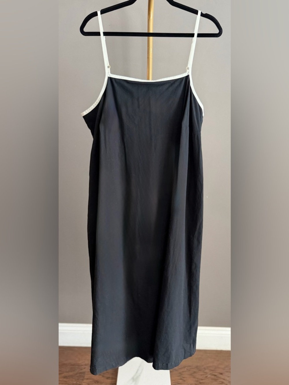 Ava & Viv Black White Midi NWT XXL A Line Pockets Adjustable Straps Summer Dress